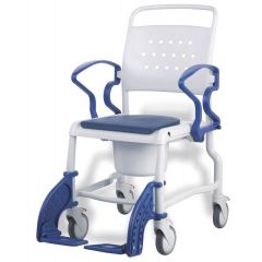 Chaise de douche sur roues avec assise percée REBOTEC